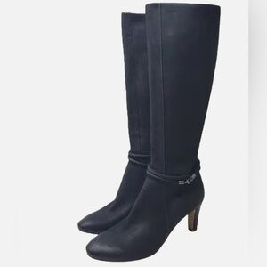 UEC ECCO Nephi Boots Knee Tall Leather Heeled Black Size:40 (9)